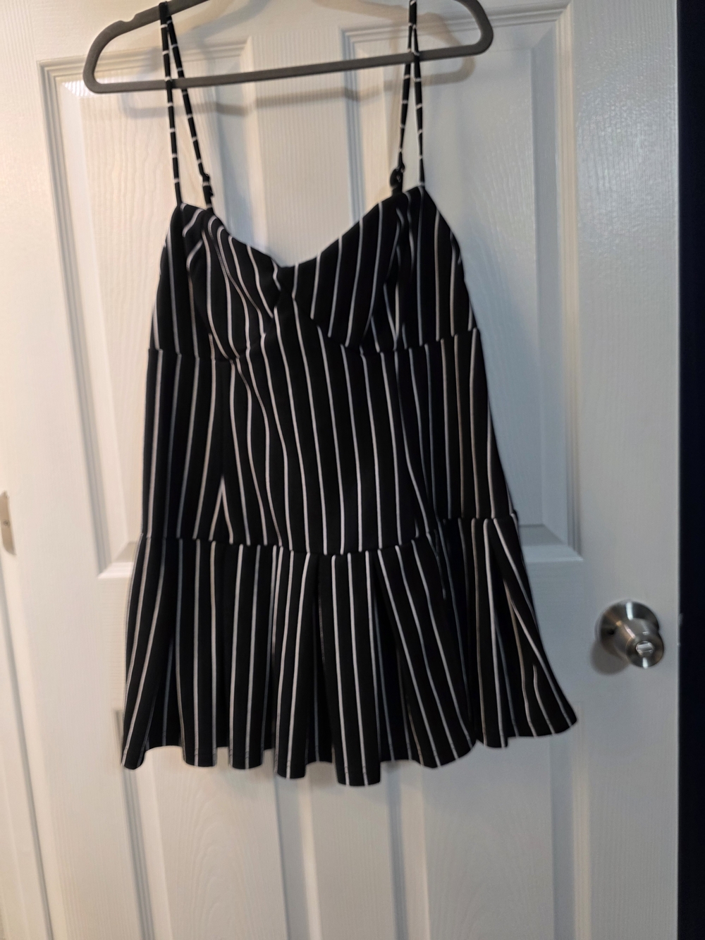 Shein Curve Black and White Striped Spaghetti Strap Dress Built-in Shorts 3xl